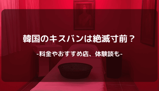 【2025年版】韓国のキスバンは絶滅寸前？料金やおすすめ店、体験談も